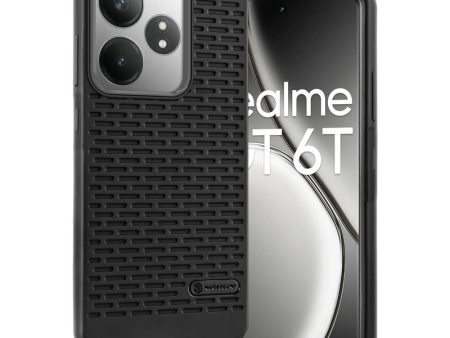 Soft Silicone Mobile Back Cover For Realme GT 6T 5G with Dash Type Groove and Matte Gray Camera Ring For Cheap