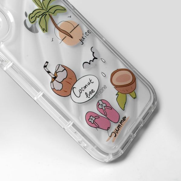 Summer Printed Transparent Back Cover for Apple iPhone 12 Online Sale